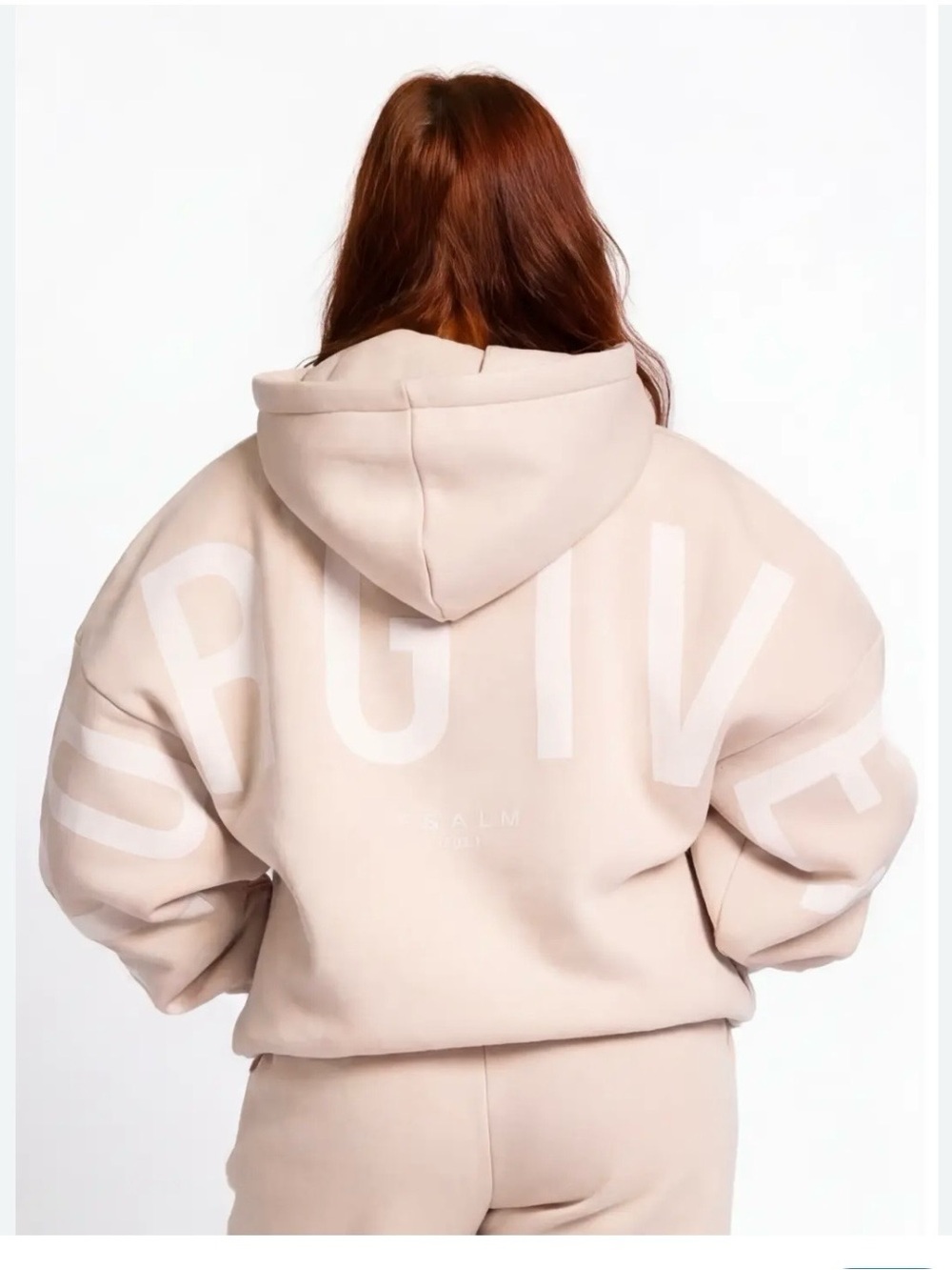 GLO Oversized Beige Hoodie with “forgiven”